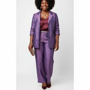 LAFAYETTE NY 148 womens 16 purple cotton silk blend pants set (flawed)